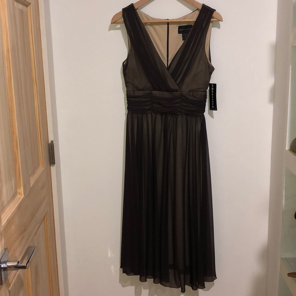 Sleeveless sheer brown calf length dress Size 10 - Picture 9 of 9